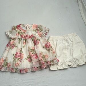 Koala Kids multicolor cream pink green floral dress and off white bloomers